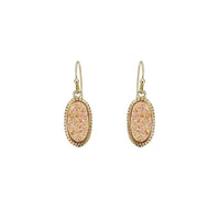 Simple Faux Druzy Stone Dangle Earrings (Light Pink)