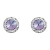 Halo Crystal 11mm Rondelle Stud Earrings (Light Amythest)