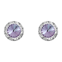 Halo Crystal 11mm Rondelle Stud Earrings (Light Amythest)