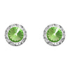 Halo Crystal 11mm Rondelle Stud Earrings (Peridot)