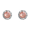 Halo Crystal 13mm Rondelle Stud Earrings (Peach and Silver)