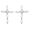 Trendy Rhinestone Hypoallergenic Premium Cubic Zirconia Cross Post Back Earring (Silver Tone)