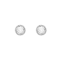 Round Halo Crystal Stud Earrings (Silver and Clear)