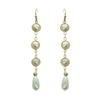 Extra Long Cluster Statement Round Faux Pearl Dangle Earrings, 2.5"