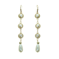 Extra Long Cluster Statement Round Faux Pearl Dangle Earrings, 2.5"