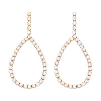 Dazzling Crystal Strand Open Teardrop Hoop Earrings, 30mm (Gold Tone)