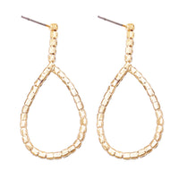 Dazzling Crystal Strand Open Teardrop Hoop Earrings, 30mm (Gold Tone)