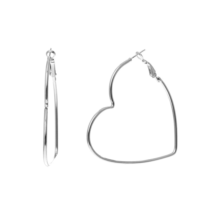 Rosemarie Collections Large Heart Shaped Hoop Earrings (Silver)