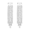 Women's Sparkling Baguette Crystal Rhinestone Fringe Hypoallergenic Post Earrings, 2.25"