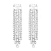 Women's Sparkling Baguette Crystal Rhinestone Fringe Hypoallergenic Post Earrings, 2.25"