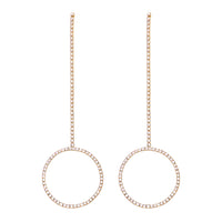 Crystal Rhinestone Circle Drop Extra Long Shoulder Duster Hypoallergenic Earrings, 4" (30mm, Gold Tone)