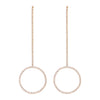 Crystal Rhinestone Circle Drop Extra Long Shoulder Duster Hypoallergenic Earrings, 4" (30mm, Gold Tone)