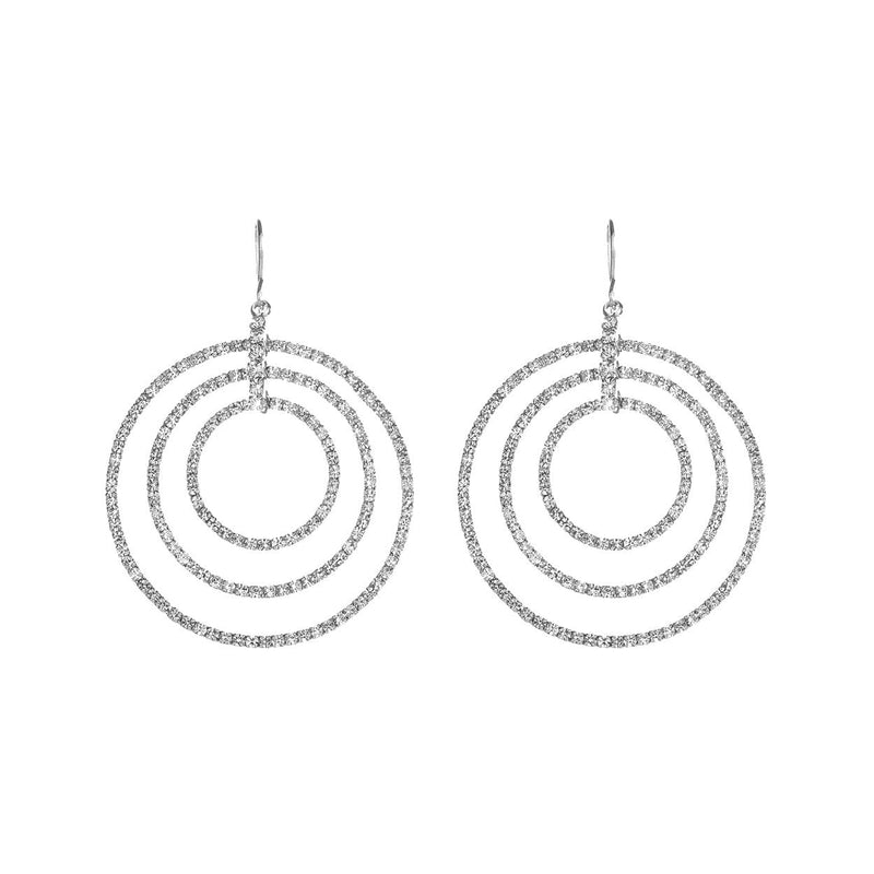 Crystal Rhinestone Triple Circle Infinity Rings Dangle Earrings