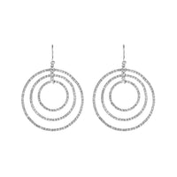 Crystal Rhinestone Triple Circle Infinity Rings Dangle Earrings