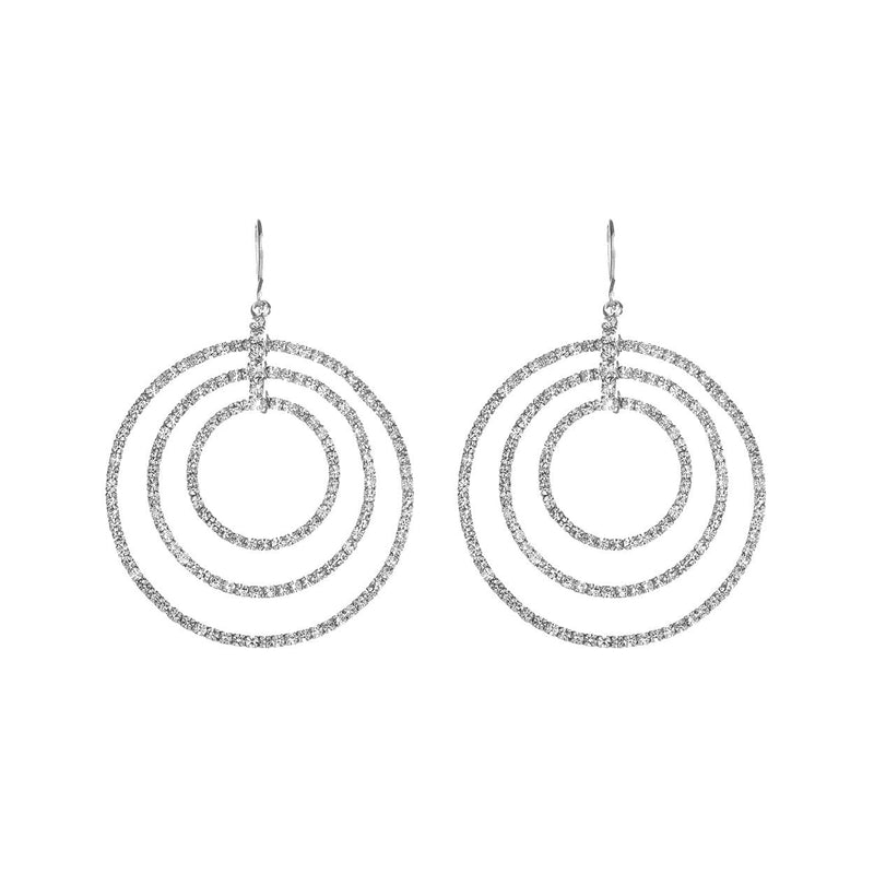 Crystal Rhinestone Triple Circle Infinity Rings Dangle Earrings