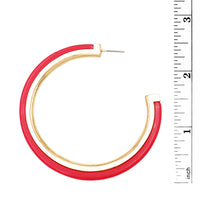 Hypoallergenic Metal Trim Lucite Hoop Earrings (Red 60mm)