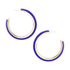 Hypoallergenic Metal Trim Lucite Hoop Earrings (Blue 60mm)