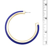 Hypoallergenic Metal Trim Lucite Hoop Earrings (Blue 60mm)