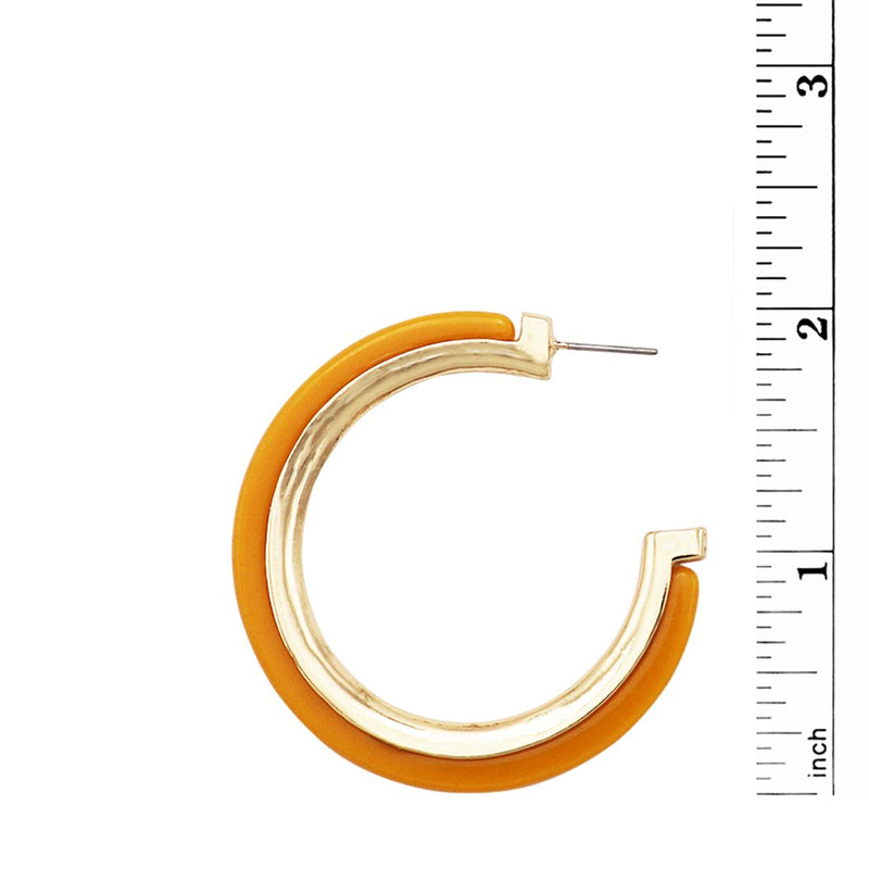 Hypoallergenic Metal Trim Lucite Hoop Earrings (Yellow 50mm)