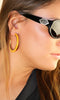 Hypoallergenic Metal Trim Lucite Hoop Earrings (Yellow 50mm)
