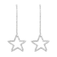 Sparkling Crystal Star Dangle Earrings (Silver Tone)