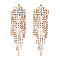 Women's Sparkling Crystal Fringe Comfortable Waterfall Hypoallergenic Post Earrings, 2.75"