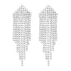 Sparkling Crystal Fringe Waterfall Hypoallergenic Post Earrings, 2.75" (Silver Tone)