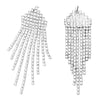 Sparkling Crystal Fringe Waterfall Hypoallergenic Post Earrings, 2.75" (Silver Tone)