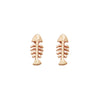 Whimsical Matte Copper Tone Fish Bone Skeleton Hypoallergenic Post Earrings, 0.50"