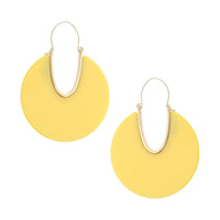 Lucite Solid Triple Disc Necklace and Dangle Hoop Earrings (Yellow Earrings Only)