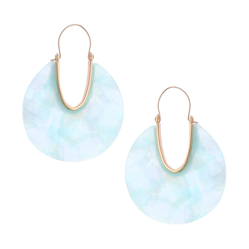 Lucite Solid Triple Disc Necklace and Dangle Hoop Earrings (Mint Earrings Only)