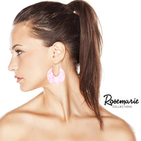 Lucite Solid Triple Disc Necklace and Dangle Hoop Earrings (Rose Earrings Only)