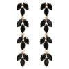 Beautiful Black Cubic Zirconia 4 Tier Marquise Cut Hypoallergenic Long Dangle Post Earrings