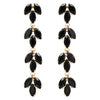 Beautiful Black Cubic Zirconia 4 Tier Marquise Cut Hypoallergenic Long Dangle Post Earrings
