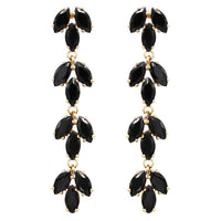 Beautiful Black Cubic Zirconia 4 Tier Marquise Cut Hypoallergenic Long Dangle Post Earrings