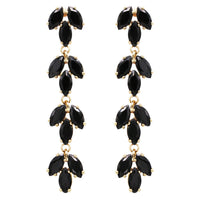 Beautiful Black Cubic Zirconia 4 Tier Marquise Cut Hypoallergenic Long Dangle Post Earrings