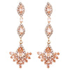 Beautiful Peach Cubic Zirconia Chandelier Fan Dangle Hypoallergenic Post Earrings