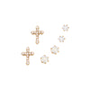 3 Pair Earring Gift Set Hypoallergenic Trendy Small Cross and Cubic Zirconia Stud Earring Set (Gold Tone)