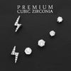 Set of 3 Pairs Petite Hypoallergenic CZ Stud Earring Gift Set (Lightning Bolt Silver Tone)