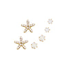 Set of 3 Pairs Petite Hypoallergenic CZ Stud Earring Gift Set (Starfish Stud Gold Tone)