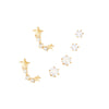 Set of 3 Pairs Petite Hypoallergenic CZ Stud Earring Gift Set (Star Comet Gold Tone)