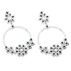 Hypoallergenic Statement Crystal Flower Embellished Rhinestone Dangle Hoop, Earrings 3.5" (Emerald Green)