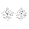 Stunning Crystal Rhinestone Marquis Floral Cluster Clip On Earrings, 1"