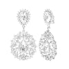 Stunning Crystal Rhinestone Dramatic Long Clip On Style Earrings, 3" (Silver Tone Clear)