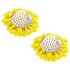Flower Seed Bead Candy Cluster Hypoallergenic Post Earrings, 2" (Yellow)