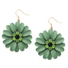 Summertime Fun Daisy Flower Pendant Necklace and Earrings Set (Green Earrings Only)