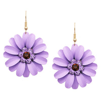 Women's Summertime Fun Daisy Flower Pendant Necklace and Earring Jewelry Gift Set