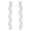 Dazzling Crystal Wave Fringe Hypoallergenic Post Earrings, 3.25" (Clear Crystal/Silver Tone)