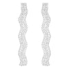 Dazzling Crystal Wave Fringe Hypoallergenic Post Earrings, 3.25" (Clear Crystal/Silver Tone)