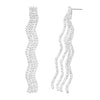 Dazzling Crystal Wave Fringe Hypoallergenic Post Earrings, 3.25" (Clear Crystal/Silver Tone)